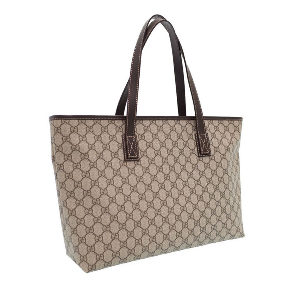 Gucci Bag Tote leather canvas Supreme brown coated monogram GG GG